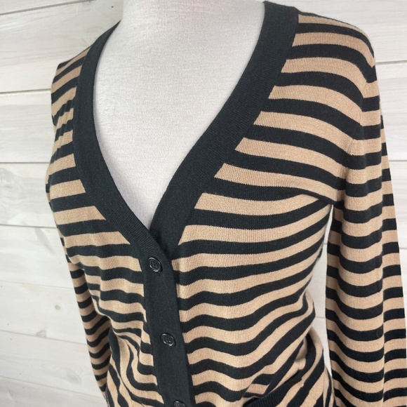 Willi Smith brown and black striped long sleeve cardigan sweater - Picture 2 of 6